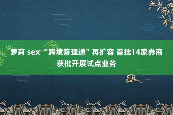 萝莉 sex “跨境答理通”再扩容 首批14家券商获批开展试点业务