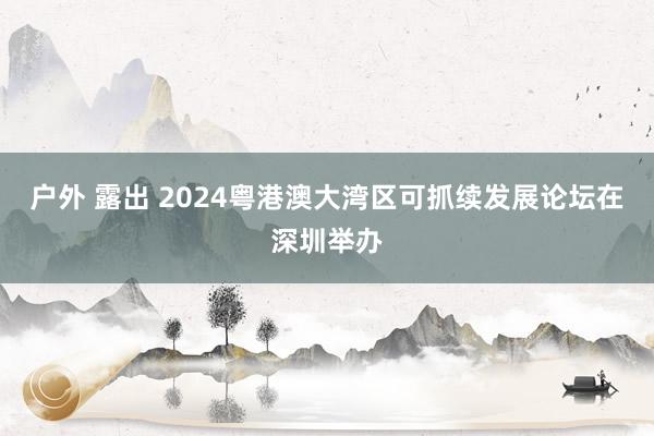 户外 露出 2024粤港澳大湾区可抓续发展论坛在深圳举办