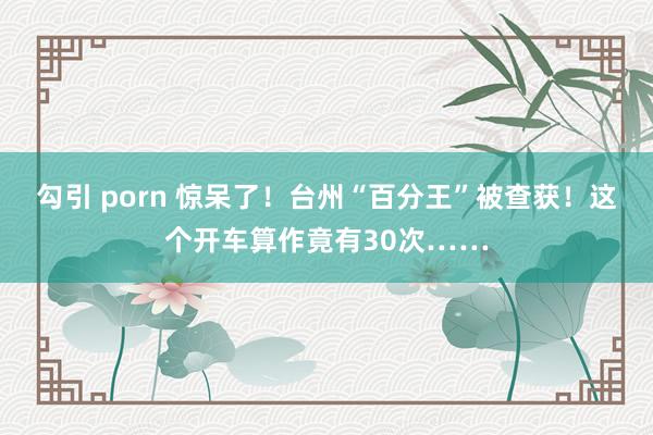 勾引 porn 惊呆了！台州“百分王”被查获！这个开车算作竟有30次……
