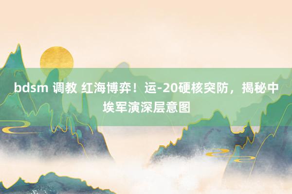bdsm 调教 红海博弈！运-20硬核突防，揭秘中埃军演深层意图