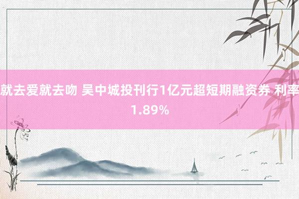 就去爱就去吻 吴中城投刊行1亿元超短期融资券 利率1.89%